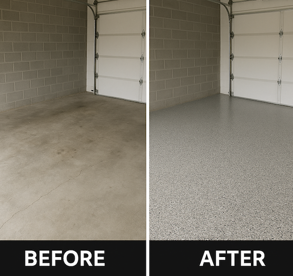 Garage prepared and finished with polyaspartic